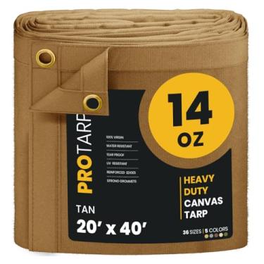 Imagem de PROTARP Lona de lona à prova d'água extrema resistente 590 g, capa de lona resistente a UV com ilhós de latão à prova de ferrugem, multiuso para dossel, telhado, acampamento, pilha de madeira