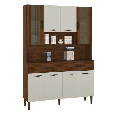 Imagem de Kit Cozinha 8P 2G 122 cm Golden Nogueira Off White Cp Ripado KTP