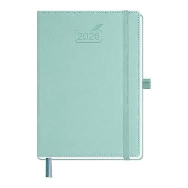 Imagem de BEZEND Agenda 2026 semanal e mensal, calendário de 14,7 cm x 21,6 cm com notas (26 de janeiro a dezembro), horário vertical com horário de hora em hora e aba mensal, capa dura de couro sintético