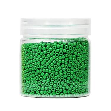 Imagem de BALABEAD Grânulos de semente de 3 mm de cor verde escuro cerca de 4000 peças/110 gramas em caixa 8/0 contas de sementes de artesanato de vidro para fabricação de joias, orifício de 0,7 mm (verde