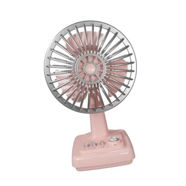 Imagem de Ioensy Mini ventilador de mesa com refrigeração de ar, design retrô, recarregável, leve, elétrico, portátil, pessoal para viagens, casa, acampamento, Rosa