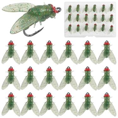 Imagem de Bionic Isca de pesca com mosca, kit de iscas de pesca com mosca, 18/36 peças, truta e moscas, iscas de peixe, água doce, água salgada, anzol, isca artificial macia