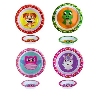 Imagem de Kit Alimentação Bebê Pratinho Fundo E Raso Antivazamento - Arts, Coruj