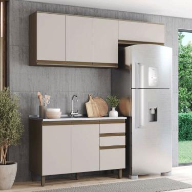 Imagem de Cozinha Compacta Genius 7 Portas 2 Gavetas 100% Mdf Duna/Cristal - Pnr Móveis