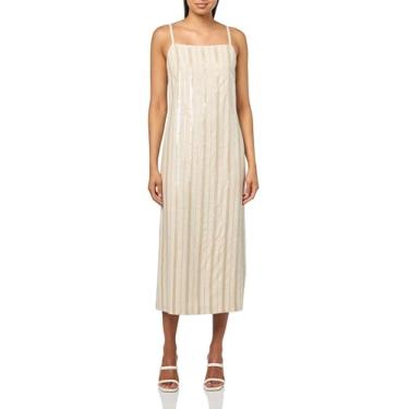 Imagem de Trina Turk Vestido midi de linho feminino, Bege Biarritz, 42