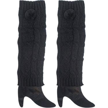Imagem de Polainas Adulto Lã Feminina Malha Tricô Moda Inverno Preto