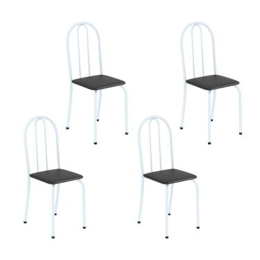 Imagem de Kit 4 Cadeiras Tubular 89x37x42 Cm Ane B Preto/ Branco