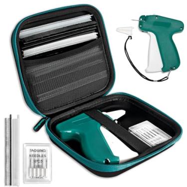 Imagem de Mini pistola de costura para roupas, pistola de costura fina para roupas, pistola de costura de ponto rápido, fixadora de roupas, kit de pistola com 6 agulhas, 2500 fixadores brancos e 2500 pretos