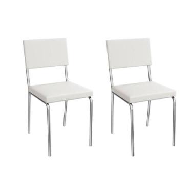 Imagem de Cadeira de Cozinha Zaria 2C128CR Aço Kit 2 Un Cromado/ano Branco - Kap