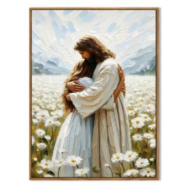 Imagem de Arte de parede Jesus abraçando a mulher, pinturas de decoração de parede de Jesus abraçando mulheres, impressões em tela da Bíblia cristã religiosa, imagens para quarto, sala de oração, 40,6 x 61 cm