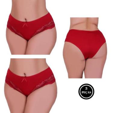 Imagem de Kit 3 Calcinha Plus Size com detalhe de Renda Tanga Grande - c1 KIT 3 