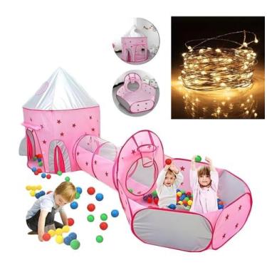 Imagem de Barraca Infantil e Luz de led Toca Túnel Castelo Cesta Basquete Menino
