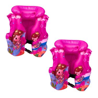 Imagem de Kit 2 boia colete infantil inflavel piscina praia para menino e menina tamanho M ideal para criança