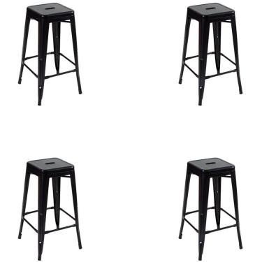 Imagem de Kit 4 Cadeiras Banqueta Oficial Alta Iron Tolix Preto