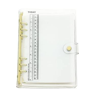 Imagem de Organizador pessoal A6 A5 com capa de PVC colorida de 6 furos com fecho de botão de pressão, pasta de arquivo para caderno de folhas soltas (pipoca, combo A5)