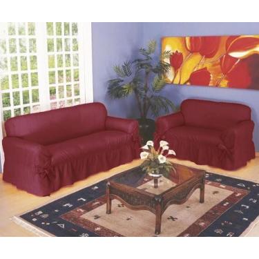 Imagem de Capa De Sofá 2 E 3 Lugares Tecido Gorgurão Grosso  - Campari, Vinho