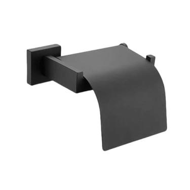 Imagem de Conjunto de acessórios para banheiro preto fosco com prateleira de parede, suporte para rolo de papel higiênico, gancho para roupão, toalheiro, barra de suporte, anel - Hardware completo para ban