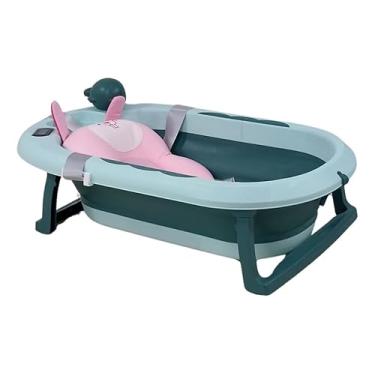 Imagem de Banheira Retrátil para Bebê RN com Almofada de Apoio Macia e Termômetro Digital Embutido - Fácil de Dobrar e Transportar, Mantém Água na Temperatura Ideal para o Banho do Seu Pequeno