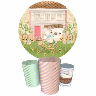 Imagem de Trio Capas Cilindro + Painel Sublimado 1,50m Páscoa (K1PSC017)