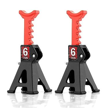 Imagem de Chanmoo 1/24 RC Jack Stands 1/18 6 Ton Metal Adjustable Mini Jacks Stand for 1：18 1：24 Scale RC Crawler Car Axial SCX24 Kyosho Tamiya HSP FCX24 TRX4M SCX24 AX24 Ford Bronco Jeep (Black, 2 PCS)