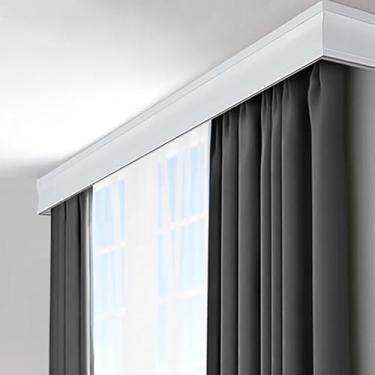 Imagem de Caixa De Pelmet Para Trilho Duplo De Curtai, Haste De Cortina Decorativa 3-i-1 Com Fittigs, Trilho De Cortina De Viúva Para Quarto Livig, White-wall, 4m (13.1ft)
