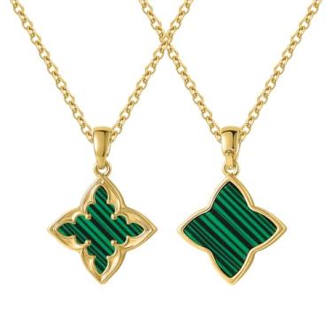 Imagem de Enforgio Colar feminino de trevo, banhado a ouro 14K, corrente gargantilha ajustável, pingente delicado da sorte, joia de presente, 45, Cobre Aço inoxidável Pedra, Sem Pedra Preciosa