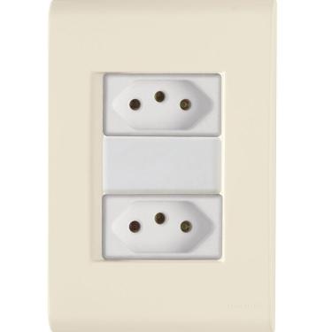 Imagem de Cj Duas Tomadas Dupla 10a Liz Bege Tramontina Completo Pronto Tramontina