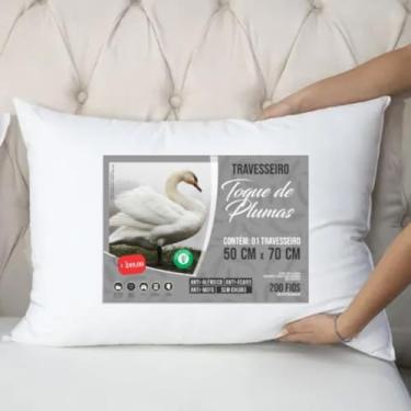Imagem de Travesseiro Pluma De Ganso Sintético Anti alergico Alto Macio Original Fabricante