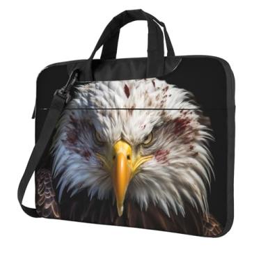 Imagem de Capa para laptop com bandeira americana de águia careca à prova de choque capa protetora para notebook bolsa portátil para laptop para homens e mulheres, Preto, 15.6 inch