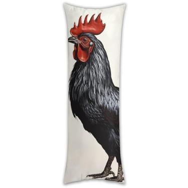 Imagem de Capa de travesseiro de galo preto ultra macia respirável longa fronha de cama decorativa 137.2 cm x 50.8 cm fronha de cama com zíper oculto capas de almofada para sofá de quarto