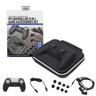 Imagem de Kit Protetor Controle Playstation 5 Fone Cabo Estojo Botões