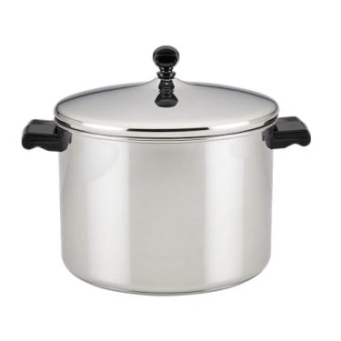 Imagem de Farberware Panela clássica de aço inoxidável de 8 litros com tampa, panela de aço inoxidável com tampa, prata