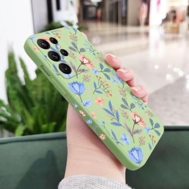 Imagem de Capa de celular com estampa de jardim de flores para Samsung Galaxy S22 S21 S25 S24 S23 S20 Ultra Plus FE S10 S9 S10E Note 20 Ultra 10 9 Plus, verde claro 2, para S23