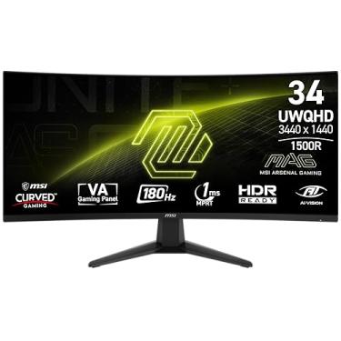 Imagem de MSI Monitor de jogos MAG 346CQ 86.4 cm 3440 x 1440 (UWQHD), 180Hz, sincronização adaptável, HDMI, DisplayPort, VESA montável, inclinação, altura ajustável, alto-falante, 1ms, preto