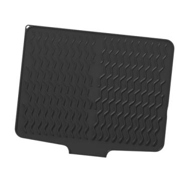 Imagem de IEUDNS Tapete de silicone para secagem de pratos, proteção de superfície, isolamento, tapete de drenagem versátil, para escorredor de pratos para balcão de, Preto