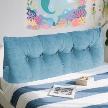 Imagem de Dizaolive Almofada de cabeceira de cama de solteiro, triangular, cunha, encosto de leitura, almofada para dormitório, sofá, cama de dia, azul