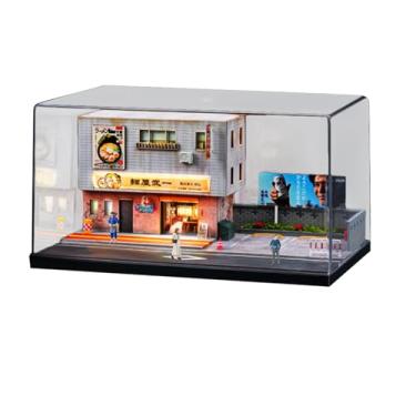Imagem de Esquirla 1/64 Modelo de Veículo Display Case Diorama de Rua Japonês com LED DIY Diaroma Ramen Shop Scene para Bonecos de ação Carro Esportivo