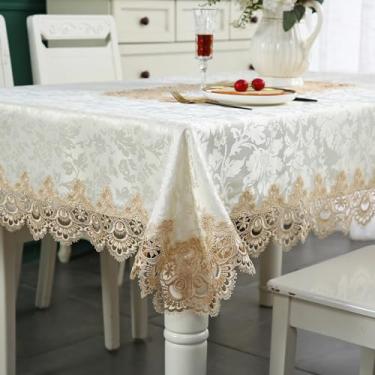 Imagem de ZHUIDUSI Toalha de mesa retangular de renda para uso ao ar livre, toalha de mesa de tecido de fazenda para cozinha e mesa rústica, sala de jantar, dia das mães, verão, primavera, férias, café, chá e