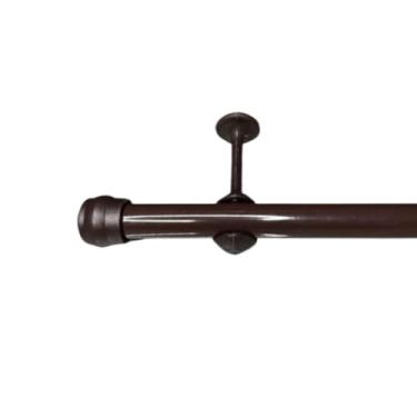 Imagem de Kit Varão de cortina Simples de Aço 2,40 metros 19mm, Bastão Varal de cortina Ferro(Tabaco/Marrom)