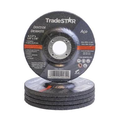 Imagem de Disco De Desbaste Metal 4.1/2 Pol Kit 5 Peças 115 Mm X 6 Mm - Tradesta