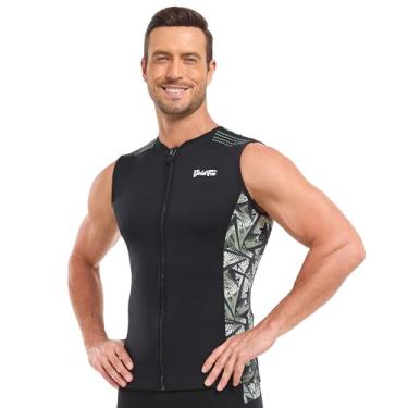 Imagem de GoldFin Colete masculino de neoprene, sem mangas, para homens, jaqueta de neoprene com zíper frontal de 2 mm, natação, mergulho, surfe, snorkeling, camuflagem, grande