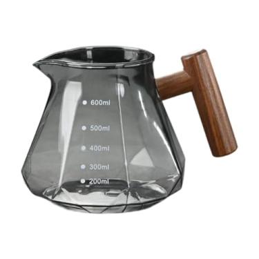 Imagem de Ioensy Cafeteira de vidro transparente com alça, 20 oz/600ml, cafeteira com gotejamento, chaleira para escritório, acampamento e casa, Cinza