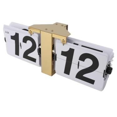Imagem de Zhjvihx Relógio de Flip Automático, Parede Pendurada Em PVC Digital Flip Down Clock Bateria Vintage Alimentada para Office (Ouro)