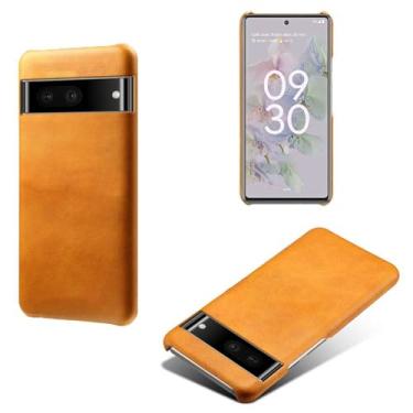 Imagem de Capa para Google Pixel 7 PRO,Proteção contra quedas,Casca de volta de cor sólida simples,Design de couro de imitação de plástico-Orange