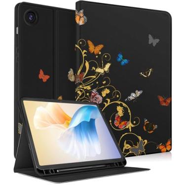Imagem de LISEVO Capa para Samsung Galaxy Tab A9 Plus de 11 polegadas (SM-X210/X216/X218), capa fólio infantil fofa com suporte para lápis, design automático semana/sono para tablet Samsung A9+ Plus, borboleta