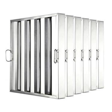 Imagem de EcoExplorer Filtros de capô comercial 49,5 x 49,5 x 4,8 cm | Aço inoxidável 430 com 4 ranhuras | Filtros de exaustor para exaustores de cozinha de restaurante | Pacote com 6