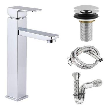 Imagem de Torneira Banheiro Misturador Monocomando Bica Alta Inox + Válvula Clik