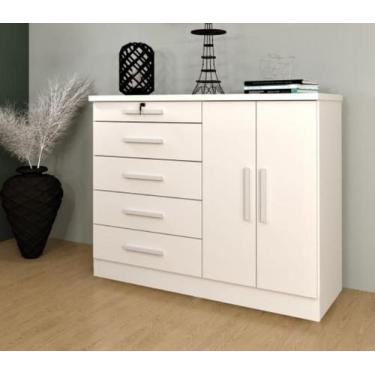 Imagem de Cômoda 2 Portas 5 Gavetas Istambul  - Tcil Móveis - Neve