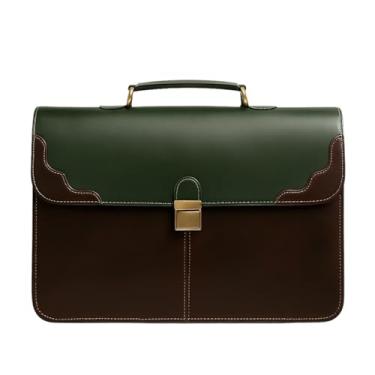 Imagem de The Tannery Pasta de couro de flor integral feita à mão para laptop, bolsa tiracolo para escritório, design unissex exclusivo e vintage, Marrom, 16 Inches