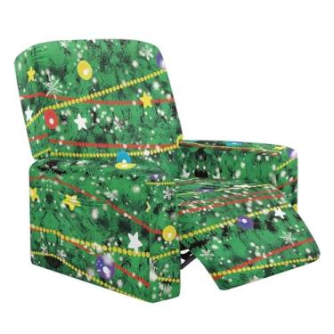 Imagem de Cugasmaru Lazyboy Capa de cadeira reclinável com luzes de Natal verdes, 4 peças, capas reclináveis para poltronas reclináveis Lazyboy, capa antiderrapante com bolsos de armazenamento, protetor de